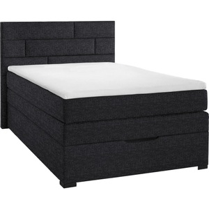 Carryhome, Carryhome Boxspringbett 140/200 cm in dunkelgrau , Space , Textil , Kiefer , vollmassiv , H2=mittel bis ca.80kg , 140 cm , lackiert,Webstoff,Echtholz , Federkernmatratze, Topper durchgehend , 000725000608