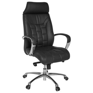 AMSTYLE, Amstyle Chefsessel »Turin«, MID.YOU Chefsessel in schwarz , schwarz , Leder , Kombination Echtleder/Lederlook , 66x128x62 cm , poliert,poliert , Wippfunktion, Wippmechanik mit Härtegradeinstellung, Sitzfläche 360° drehbar, inklusive Armlehnen , 000850030401