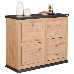 Xora, Xora Kommode 108/89,5/43 cm , Benton , Eichefarben, Dunkelgrau , Metall , 108x89.5x43 cm , Melamin,Dekorfolie,Nachbildung , Beimöbel erhältlich, stehend,Beimöbel erhältlich, stehend,Beimöbel erhältlich, stehend , 000003002912, 