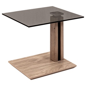 Venda, Venda Beistelltisch in holz, metall, glas 55/47/47-65 cm , Hydro Lift , Grau, Wildeiche , Wildeiche , furniert , 47x47-65 cm , lackiert,farbig,Echtholz , höhenverstellbar , 000308012202