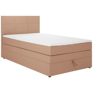 Welnova, Welnova Boxspringbett 90/200 cm in orange , Eve , Textil , H5=hart ab ca.120kg , 90 cm , gepolstertes Kopfteil , 001408004045, Welnova Boxspringbett 90/200 cm in orange , Eve , Textil , H5=hart ab ca.120kg , 90 cm , gepolstertes Kopfteil , 001408004045
