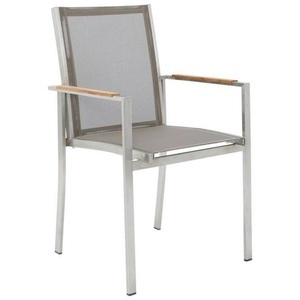 XXXLutz, XXXLutz Stapelsessel in holz, metall, textil silberfarben, teakfarben , Tina , Teakholz , massiv , 58x91x49 cm , gebürstet,Netzbespannung,Echtholz , stapelbar , 001433002111, XXXLutz Stapelsessel in metall, textil grau, silberfarben , Tina , Teakholz , massiv , 57x90x63 cm , gebürstet,Netzbespannung,Echtholz , stapelbar , 001433002111