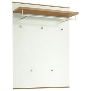 home24, home24 Garderobenpaneel Loveno II, Novel Garderobenpaneel 80/109/27 cm , Loveno , weiss, Eichefarben , Holz, Metall, Holzwerkstoff , furniert , 80x109x27 cm , lackiert,Echtholz, Nachbildung , Aufhängemöglichkeit, Hutablage, Kleiderstange , 001529007304