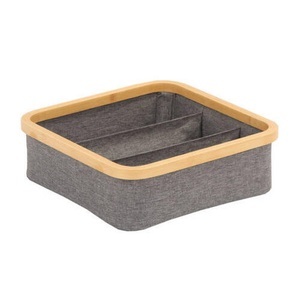 Jimmylee, Jimmylee Aufbewahrungsbox 30/30/9 cm , MIT Bamboo , Grau , Holz, Textil, Karton , Bambus , massiv , 30x9 cm , lackiert,Leinenoptik,Echtholz , faltbar, handgemacht, umweltfreundlich , 001635003602, Jimmylee Organizer 30/30/9 cm , MIT Bamboo , Grau, Naturfarben , Holz, Textil, Karton , Bambus , massiv , 30x9 cm , lackiert,Leinenoptik,Echtholz , faltbar, mit mehreren Fächern , 001635003602