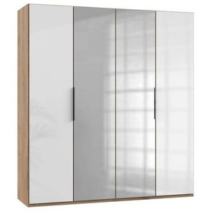 home24, home24 Drehtürenschrank Level 36 D II, MID.YOU Drehtürenschrank in eichefarben, weiss hochglanz , Level 36 D , Holzwerkstoff , 2 Fächer , 200x216x58 cm , Dekorfolie,Dekorfolie,Nachbildung , 001787024510