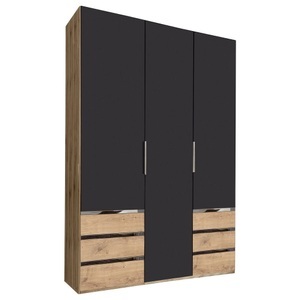 fresh to go, Fresh To Go Kleiderschrank »Level«, MID.YOU Drehtürenschrank in graphitfarben, eichefarben , Level 36A 150Cm Graphit/Eiche , Metall, Kunststoff , 2 Fächer , 6 Schubladen , 150x216x58 cm , Dekorfolie,Nachbildung , 001787040705