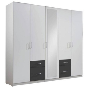 Wimex, Wimex Kleiderschrank »Freiburg«, MID.YOU Drehtürenschrank in graphitfarben, weiss , Freiburg , Kunststoff , 3 Fächer , 4 Schubladen , 225x210x58 cm , Dekorfolie,Nachbildung , In verschiedenen Grössen erhältlich, in verschiedenen Holzdekoren erhältlich , 001787045908
