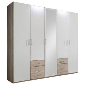 Wimex, Wimex Kleiderschrank »Freiburg«, MID.YOU Drehtürenschrank in weiss, eichefarben , Freiburg , Kunststoff , 3 Fächer , 4 Schubladen , 225x210x58 cm , Dekorfolie,Nachbildung , In verschiedenen Grössen erhältlich, in verschiedenen Holzdekoren erhältlich , 001787045909