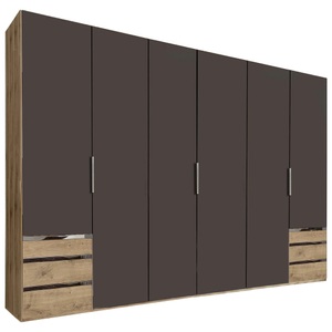 fresh to go, Fresh To Go Kleiderschrank »Level«, MID.YOU Drehtürenschrank in graphitfarben, eichefarben , Level 36A 300Cm Graphit/Eiche , Metall , 3 Fächer , 6 Schubladen , 300x216x58 cm , Dekorfolie,Nachbildung , umfangreiches Zubehör erhältlich, In verschiedenen Grössen erhältlich, in versc