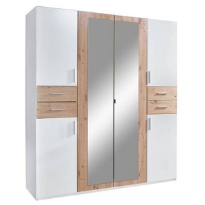 MID.YOU, MID.YOU Kleiderschrank in weiss, eiche artisan , Vegas , Kunststoff , 5 Fächer , 180x208x58 cm , Dekorfolie,Dekorfolie,Nachbildung,Nachbildung , In verschiedenen Grössen erhältlich, in verschiedenen Holzdekoren erhältlich , 001787072503, MID.YOU Drehtürenschrank in weiss, eiche artisan , Vegas , Holzwerkstoff , 5 Fächer , 4 Schubladen , 180x208x58 cm , Dekorfolie,Dekorfolie,Nachbildung,Nachbildung , In verschiedenen Grössen erhältlich, in verschiedenen Holzdekoren erhältlich , 0