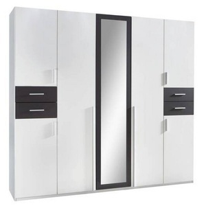 MID.YOU, MID.YOU Kleiderschrank in graphitfarben, weiss , Vegas , Kunststoff , 6 Fächer , 225x208x58 cm , Dekorfolie,Dekorfolie,Nachbildung,Nachbildung , In verschiedenen Grössen erhältlich, in verschiedenen Holzdekoren erhältlich , 001787072506, MID.YOU Drehtürenschrank in graphitfarben, weiss , Vegas , Holzwerkstoff , 6 Fächer , 4 Schubladen , 225x208x58 cm , Dekorfolie,Dekorfolie,Nachbildung,Nachbildung , In verschiedenen Grössen erhältlich, in verschiedenen Holzdekoren erhältlich , 0