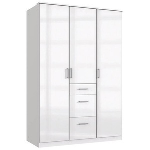 Wimex, Wimex Kleiderschrank »Clack«, MID.YOU Drehtürenschrank in weiss, weiss hochglanz , Clack , Holzwerkstoff , 4 Fächer , 3 Schubladen , 135x199x58 cm , Hochglanz, Dekorfolie,Dekorfolie,Nachbildung,Nachbildung , In verschiedenen Grössen erhältlich , 001787073303