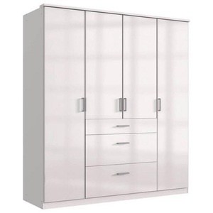 Wimex, Wimex Kleiderschrank »Clack«, MID.YOU Drehtürenschrank in weiss, weiss hochglanz , Clack , Holzwerkstoff , 4 Fächer , 3 Schubladen , 179x199x58 cm , Hochglanz, Dekorfolie,Dekorfolie,Nachbildung,Nachbildung , In verschiedenen Grössen erhältlich , 001787073304