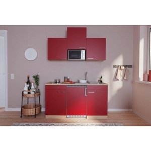 Respekta, Respekta Miniküche 150 cm , Economy 150 , Rot, Eichefarben , Holzwerkstoff , 150 cm , Dekorfolie,Nachbildung , 001899001014, Respekta Miniküche 150 cm in rot, eichefarben , Economy 150 , Holzwerkstoff , 1,1 Schubladen , 150 cm , Dekorfolie,Nachbildung , 001899001014