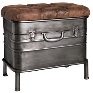 Carryhome, Carryhome Sitzbank in metall, textil anthrazit, braun , Pipe , 51x48x34 cm , matt, lackiert,Lederlook , Truhe im Sitz , 001931031601, Carryhome Sitzbank in metall, textil anthrazit, braun , Pipe , 51x48x34 cm , matt, lackiert,Lederlook , Truhe im Sitz , 001931031601