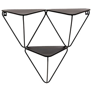 Modern Living, Wandregal in Schwarz, XXXLutz Wandregal 48/42/22 cm , Kirklees 4 , Schwarz , Metall , 3 Fächer , 48x42x22 cm , lackiert , 001931082102