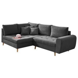 Moerteens, home24 Ecksofa Capstone, MID.YOU Ecksofa in mikrovelours anthrazit , Alice , Textil, Holzwerkstoff , Uni , 249x175 cm , Mikrovelours,Nachbildung , seitenverkehrt erhältlich, Rücken echt , 002220026004