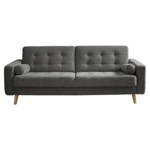 Moerteens, home24 Schlafsofa Borsh, MID.YOU Schlafsofa in textil, holzwerkstoff grau , Fjord , 222x86x90 cm , Mikrovelours,Nachbildung , 002220030905
