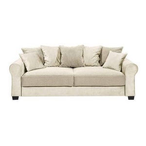 home24, home24 Schlafsofa Marcola, MID.YOU Dreisitzer-sofa in webstoff, mikrovelours creme , Aurelia Lux.3Dl , Textil, Holzwerkstoff , 247x95x115 cm , Webstoff, Mikrovelours,Webstoff, Mikrofaser , Schlafen auf Sitzhöhe, Rücken echt , 002220038401