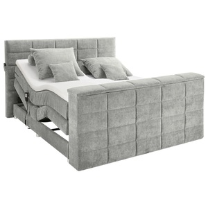 Carryhome Boxspringbett 180/200 cm in schlammfarben , Denver 6 Motor , Textil , unterschiedliche Matratzenhärtegrade je Bettseite, Wendematratze mit unterschiedlichen Härtegraden, H2+H3=mittel bis ca.80kg+fest ab ca.80kg , 180 cm , Doppeltuch,Mikro