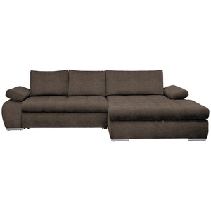Carryhome, Carryhome Wohnlandschaft , Inferno , Dunkelbraun , Textil , Uni , glänzend,Plüsch , Stoffauswahl, seitenverkehrt erhältlich, Schlafen auf Sitzhöhe , 002300011410
