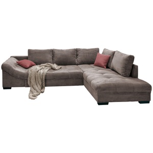 Livetastic, Livetastic Ecksofa in kord braun, grau , Alvito , 298x202 cm , 002310006715