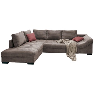 Livetastic, Livetastic Ecksofa in kord braun, grau , Alvito , 298x202 cm , 002310006721