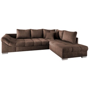 MID.YOU, MID.YOU Eckschlafsofa in braun textil , Alvito , Buche , 298x202 cm , Mikrofaser , Liegefunktion, Rücken echt, Armteil links , 002310006725, MID.YOU Eckschlafsofa in braun textil , Alvito , Buche , 298x202 cm , Mikrofaser , Liegefunktion, Rücken echt, Armteil links , 002310006725