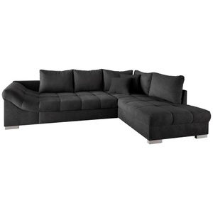 MID.YOU, MID.YOU Eckschlafsofa in schwarz textil , Alvito , Buche , 298x202 cm , Mikrofaser , Liegefunktion, Rücken echt, Armteil links , 002310006730, MID.YOU Eckschlafsofa in schwarz textil , Alvito , Buche , 298x202 cm , Mikrofaser , Liegefunktion, Rücken echt, Armteil links , 002310006730