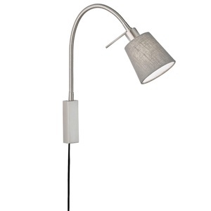 FISCHER&HONSEL GMBH, Wandleuchte Wolke aus Leinen, nickel/grau, Fischer & Honsel Leseleuchte , 30323 , Textil , 40 cm , glatt,Leinenoptik , 003151103402