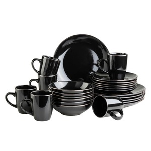 Mäser, Mäser Kombiservice 24-teilig Geschirr Set Schwarz, Mäser Kombiservice 24-teilig Geschirr Set Schwarz