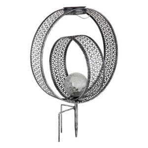mutoni light, Solarleuchte Metall silber antik LED, Globo Solarleuchte , 33644 , Klar , Glas , 20x42 cm , drehbar , 004558673901