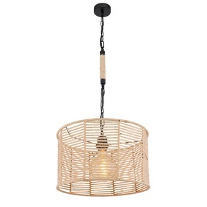 mutoni light, Hängeleuchte Halia Metall schwarz matt 1xE27, Globo HÄNGELEUCHTE 40/120 cm , Halia D: 40 CM Braun , Braun, Schwarz , Metall, Naturmaterialien , 120 cm , 004558325004