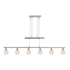 mutoni light, Hängeleuchte Olli Metall Nickel matt 6xE14 LED, Globo LED-HÄNGELEUCHTE 90/9,8/160 cm , 54341-6Zn , Metall, Glas , 45 mm , 9.8x160 cm , matt,klar, satiniert , höhenverstellbar , 004558396502