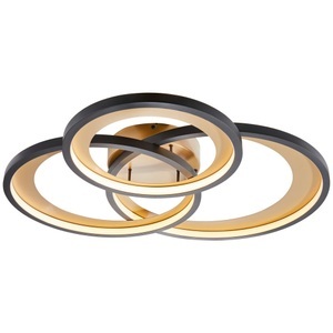 TRIO LEUCHTEN, LED-Deckenleuchte Granada, schwarz matt/gold, LED-Deckenleuchte Granada, schwarz matt/gold