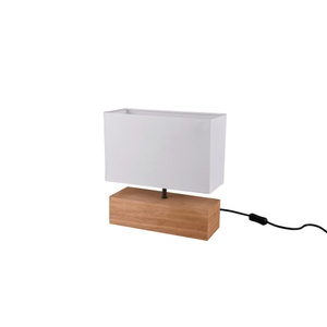 Reality Leuchten, Tischleuchte Woody mit Holzfuß, 30 cm x 12 cm, XXXLutz Tischleuchte , R50181030 , Naturfarben, Weiss , Holz, Textil , Pinie , 12x30.5 cm , Echtholz , Schnurschalter , 007694109901
