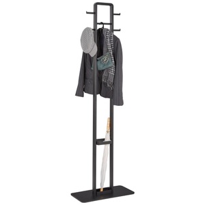 Carryhome, Carryhome Kleiderständer in schwarz , Denis , Metall , 56x180x28 cm , pulverbeschichtet , Jackenhalter , 008443006001, Carryhome Garderobenständer in schwarz 56/180/28 cm , Denis , 56x180x28 cm , pulverbeschichtet , integrierter Schirmständer, Jackenhalter , 008443006001