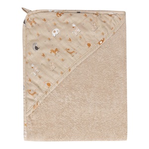 Bébé-jou, Bebe Jou KAPUZENBADETUCH , 301020 , Taupe , Textil , Tier , 75x1 cm , angenehm weich, hochwertige Qualität, schadstoffgeprüft , 008296017501, Zewi Bébé-Jou - Badetuch mit Kapuze Steppe, Beige