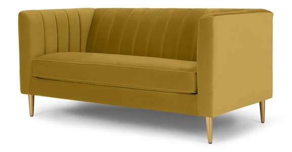 Amicie 2-Sitzer Sofa, Samt in Vintage-Gold