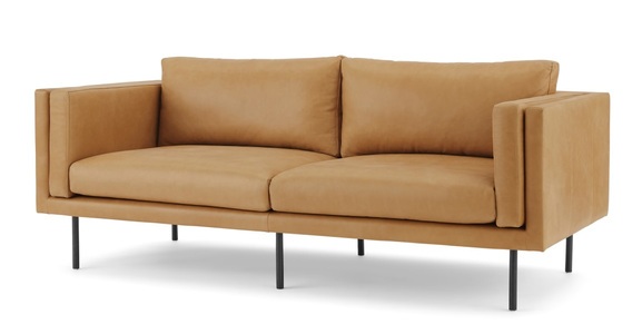 Savio 2-Sitzer Sofa, Leder in Karamellbraun