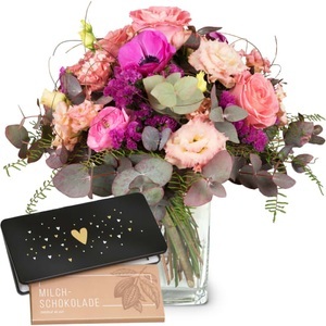 Fleurop.ch, Simply Lovely mit Schoggi-Tafel «Heart», 