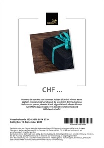 Fleurop.ch, Geschenkgutschein «Happy Birthday» (PDF), 