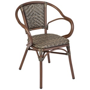 Vega, VEGA Outdoor Stapelstuhl Tolia mit Armlehnen; 58x58x81.5 cm (BxTxH); Sitz tabak, Gestell dunkelbraun; 2 Stück / Pack