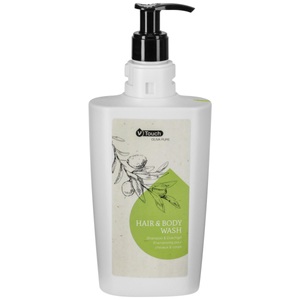 V-Touch, V-Touch Hotel Shampoo und Duschgel Oliva Pure 2 in 1, Pumpspender; 400 ml; grün; 24 Stück / Pack