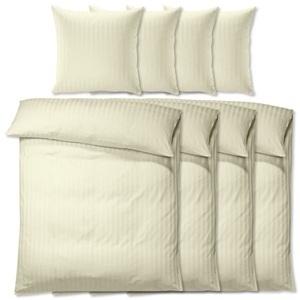 PULSIVA, PULSIVA Sparpack Bettgarnitur Satina 20 mm; 155x220 cm (BxL), 80x80 cm (LxB); champagner; 4 Set / Pack