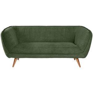 Vega, VEGA Sofa Kelso Cord, 3-Sitzer; 183x88x76 cm (BxTxH); Sitz grün, Gestell buche