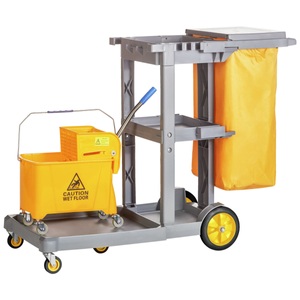 PULSIVA, PULSIVA Reinigungswagen Clean Basic mit Presse; 131x52x99 cm (LxBxH); grau/gelb