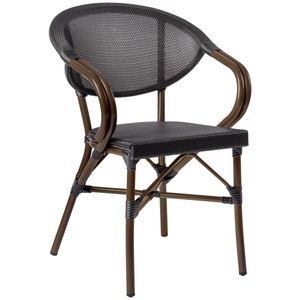 PULSIVA, PULSIVA Outdoor-Stapelstuhl Elm mit Armlehnen; 55.5x58x81 cm (BxTxH); Sitz schwarz, Gestell braun; 2 Stück / Pack