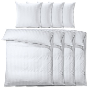 PULSIVA, PULSIVA Sparpack Bettgarnitur Satina 20 mm; 155x220 cm (BxL), 80x80 cm (LxB); weiss; 4 Set / Pack