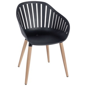 Vega, VEGA Outdoor Schalenstuhl Gimani; 53x55.5x79.5 cm (BxTxH); Sitz schwarz, Gestell braun; 4 Stück / Pack